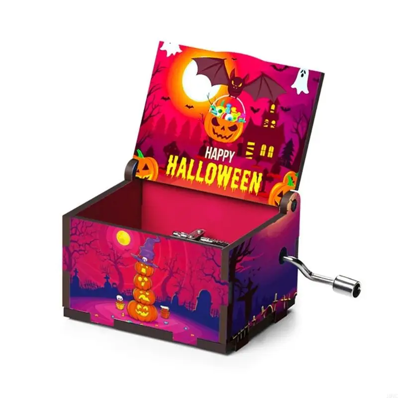 Halloween Tabletop Wooden Music Box for Mantels Accent and Gift Decors J0MC