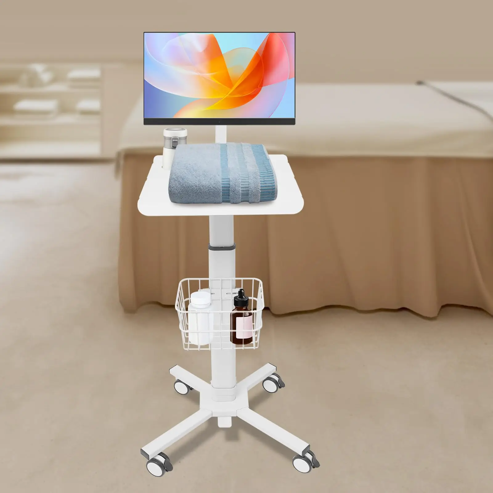 Портативный стол для ноутбука с регулируемой высотой и колесами, тележка для медицинского планшета на колесиках, стоячая мобильная рабочая станция, универсальная медицинская