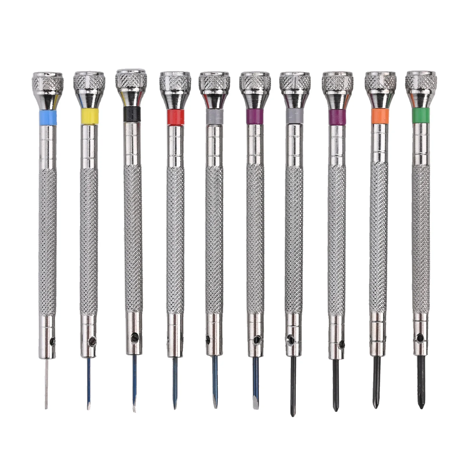 10pcs Precision Watchmaker Screwdriver Set Glasses Repair Screwdriver 0.6-2.0mm Stainless Steel Metric Round Head Screwdriver