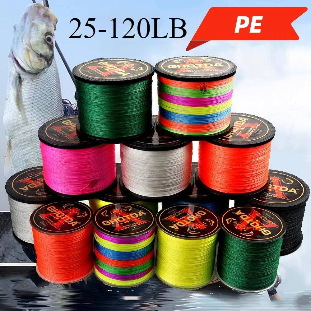 GHOTDA X12 PE Smooth Braided Fishing Line Pesca Multifilament Carp Fly Wire Extreme Strong Saltwater Cord 100/300/500M 25-120LB