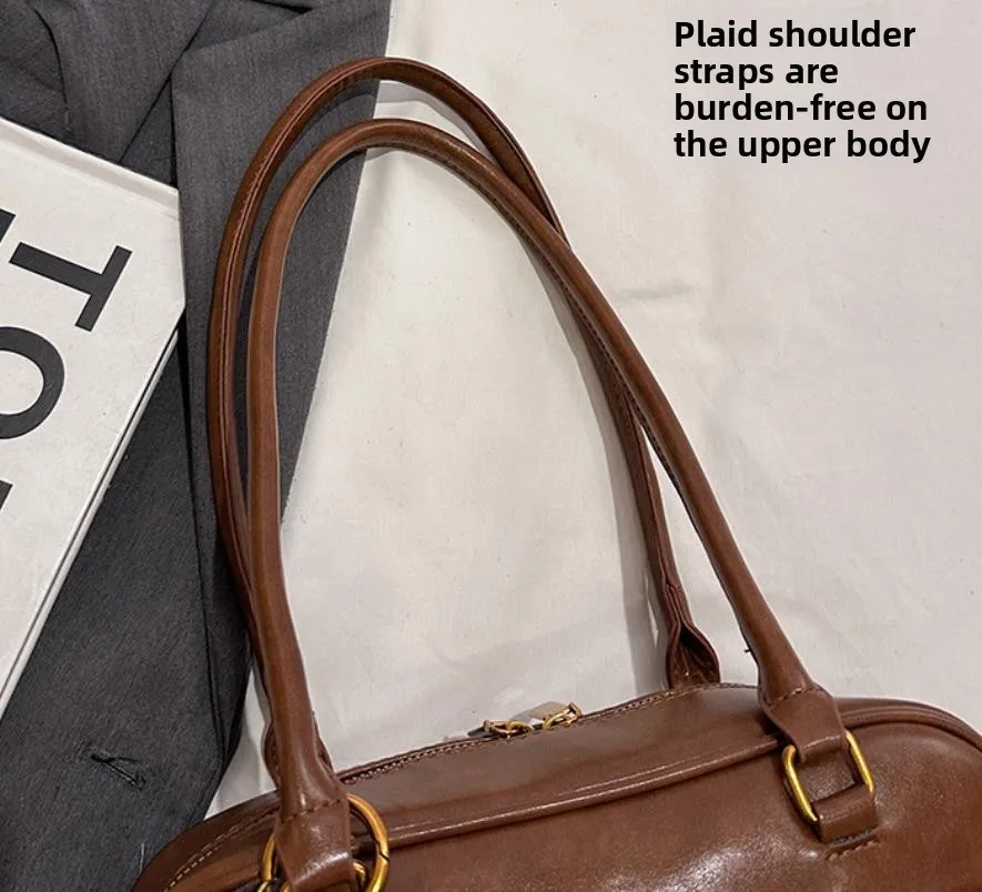 Kaffeebraune Damen-Handtasche mit mehreren Taschen, Umhängetasche, stilvolle, vielseitige Umhängetasche mit Buchstaben für Reisen, Arbeit, Einkaufen, Termine – Detail 26