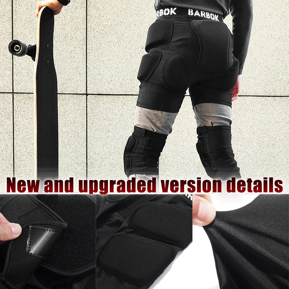 BARBOK Motorrad Pads Atmungsaktive Shorts Upgrade Padded 3D Hüfte Pad Protector Rüstung Outdoor Ski Skate Skating Snowboard Knie Pads