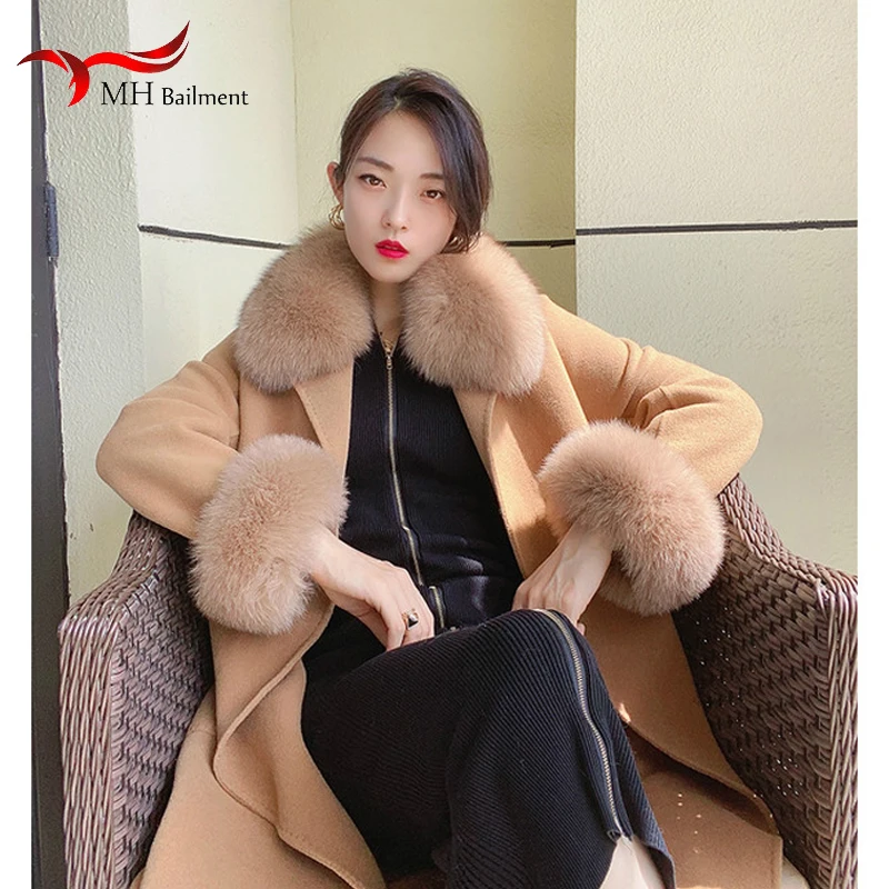 Fox Fur Collar Natural Real Fox Fur Scarves Set Jacket Woman Sleeve Warm Coat Fur Collar And Sleeves Fur Scarf