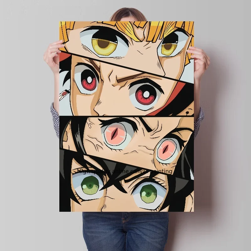 Anime Demônio Slayer Olhos Poster, Wall Art, Kimetsu No Yaiba Picture Print, Pintura da lona, Home Room Decor, estética, Wall Art