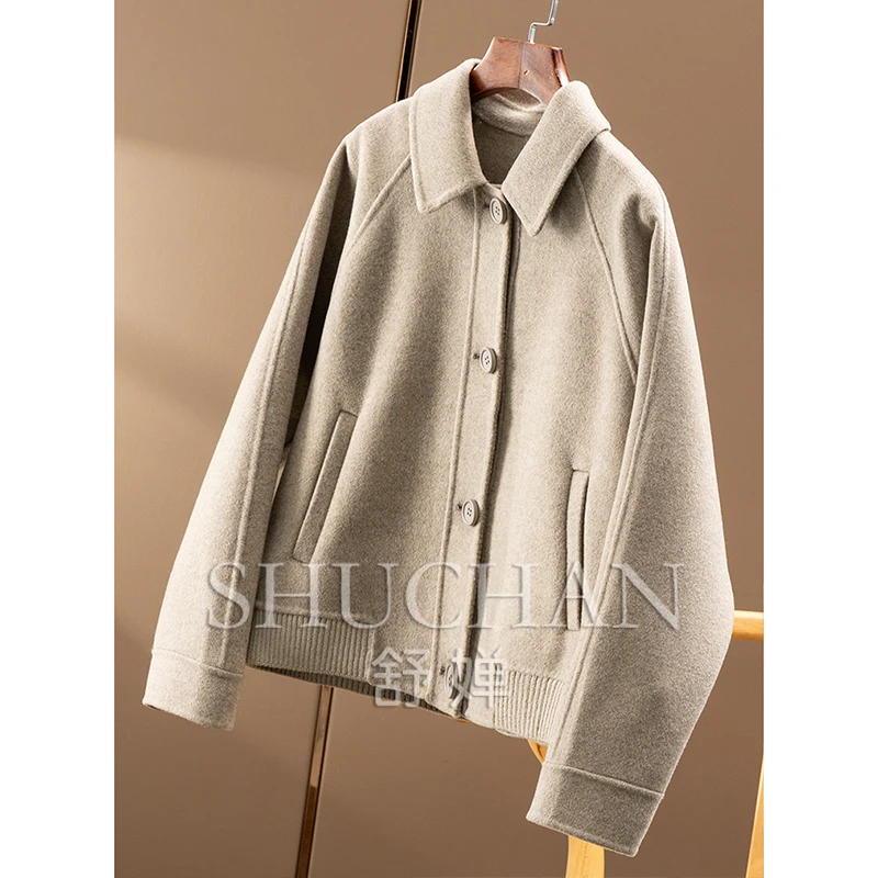 Warm Luxury Cashmere Wool Double-sided Woolen Short Coat Women 24E5 Casacas Para Mujer Invierno New 2025