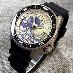 20ATM Titanium Tandorio 41mm NH35A Kanagawa Dial Auto Men Diver Watch Sapphire Glass Date Full Luminous Roating Bezel 120 Clicks