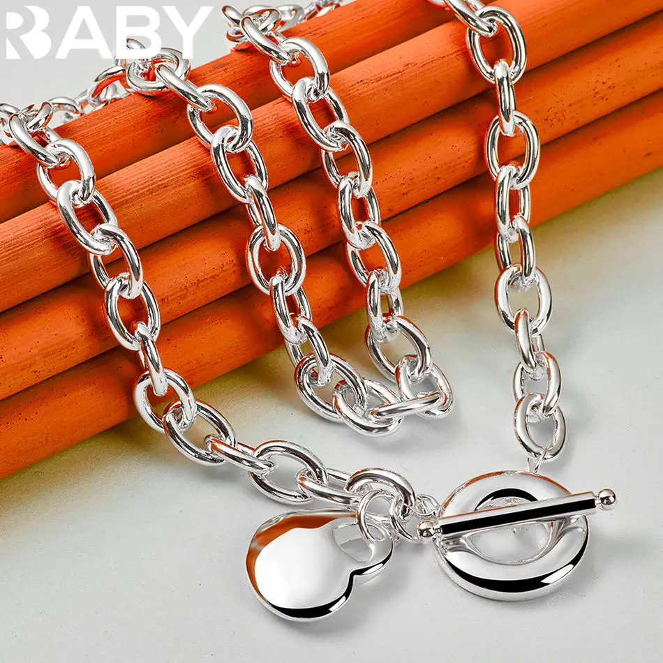 

URBABY 925 Sterling Silver 45cm Heart Necklace For Women Charm Trend Birthday Gifts Fashion Party
