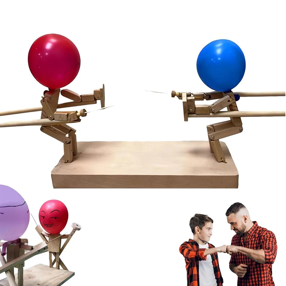 Balloon Bamboo Man Battle Wooden Bots Battle Game Two-Player Fast-Paced Balloon Battle Game With 100/20 Balloons Gift Toy