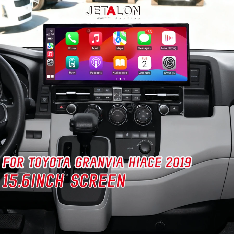 15.6Inch Android15 Car Radio For Toyota Hiace Granvia Hiace 2019 4G GPS Navigation Video Player Multimedia CarPlay Touch Screen