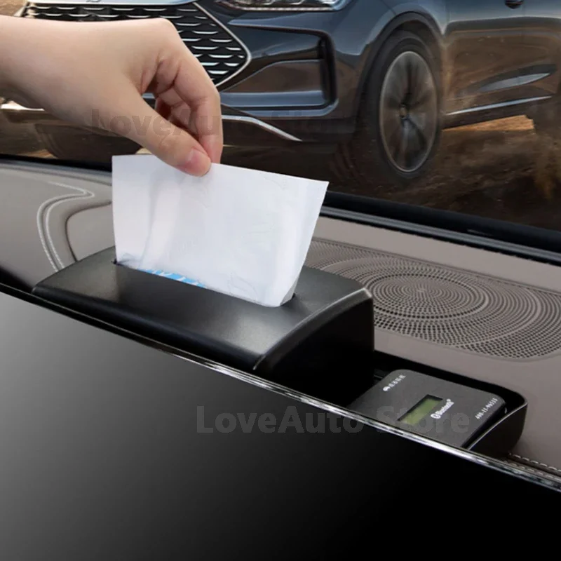 

For BYD TANG EV DMI 2022 2023 Car Navigation Screen Rear Storage Box Container Stowing Tidy Organizer Tissue Box Accessories