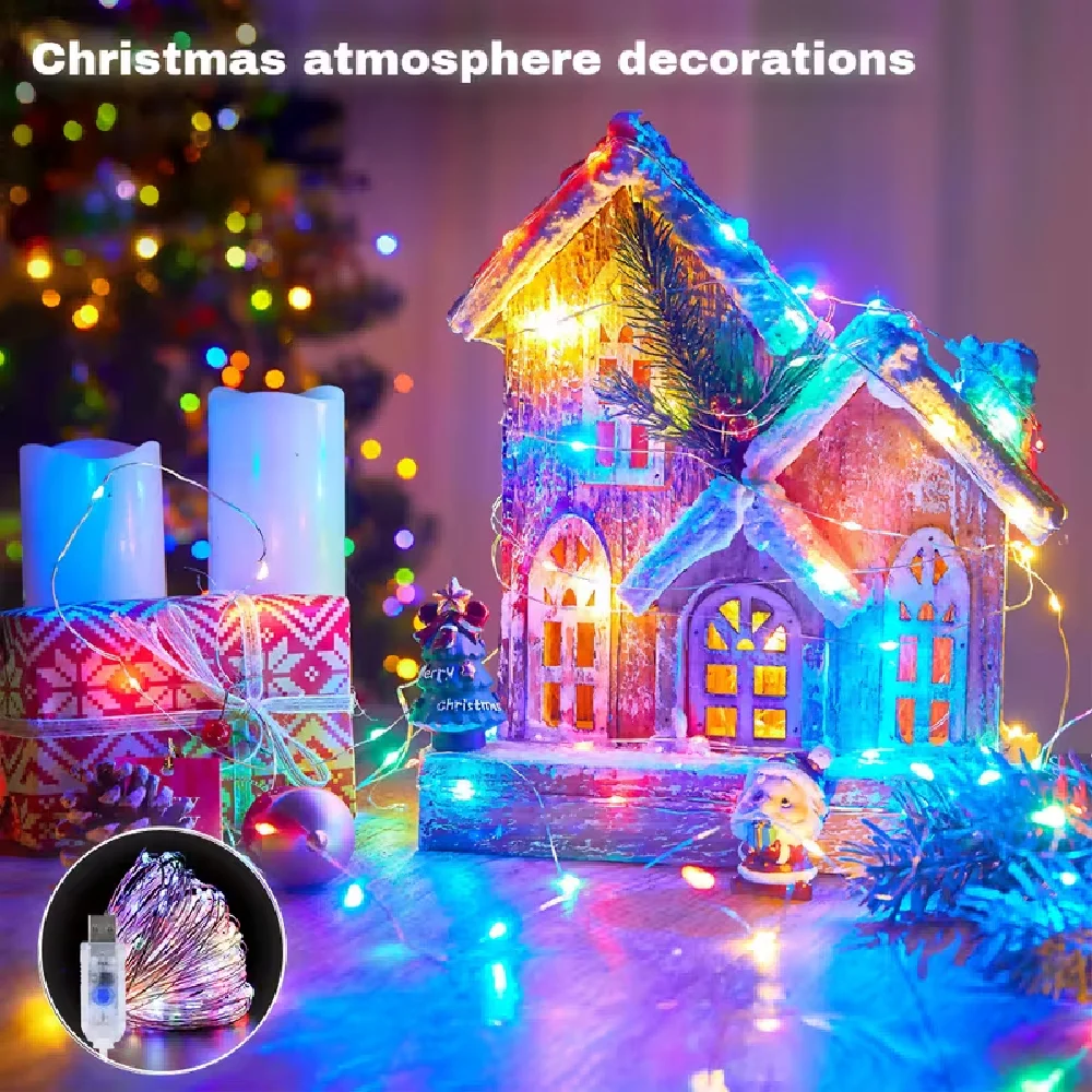 LED Fairy Lights USB-powered Copper Wire String 5/10/20m Holiday Outdoor Lighting Christmas Tree Wedding Party Decoration