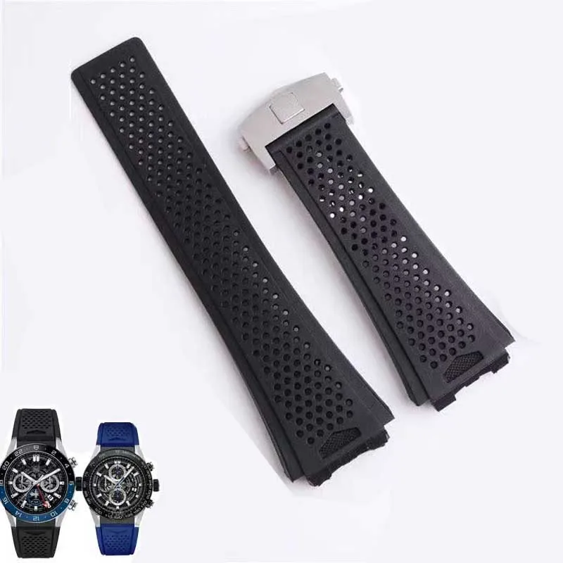 

22mm Silicone Watch band For TAG HEUER Carrera Series watch Strap for Men's Concave Convex Interface Watchband Bracelet