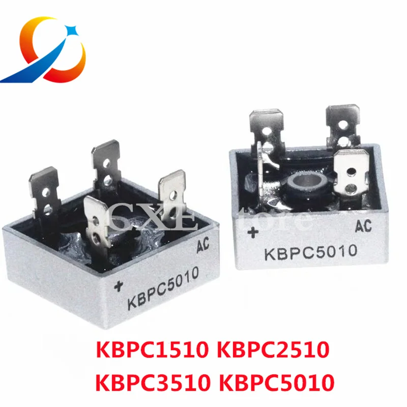 2PCS KBPC5010 KBPC3510 KBPC2510 KBPC1510  Single-Phase Bridge Rectifier 15A 25A 35A 50A 1000V Diode Bridge Rectifier NEW