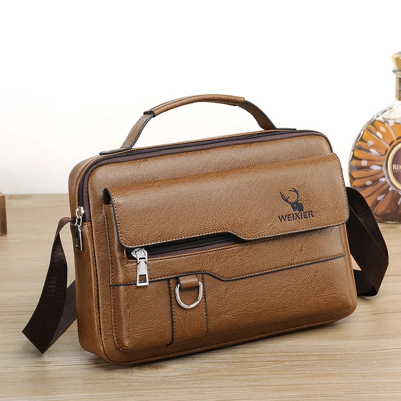 Vintage Leather Men's Crossbody Bag Large Capacity Shoulder Bag For Men Luxury Man Handbag Tote Bag Casual Messenger Bag