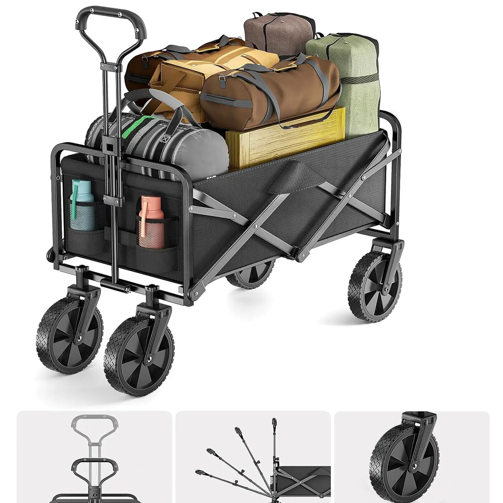 150KG Foldable Collapsible Camping Garden Trolley Cart Wagon Truck Wheelbarrow