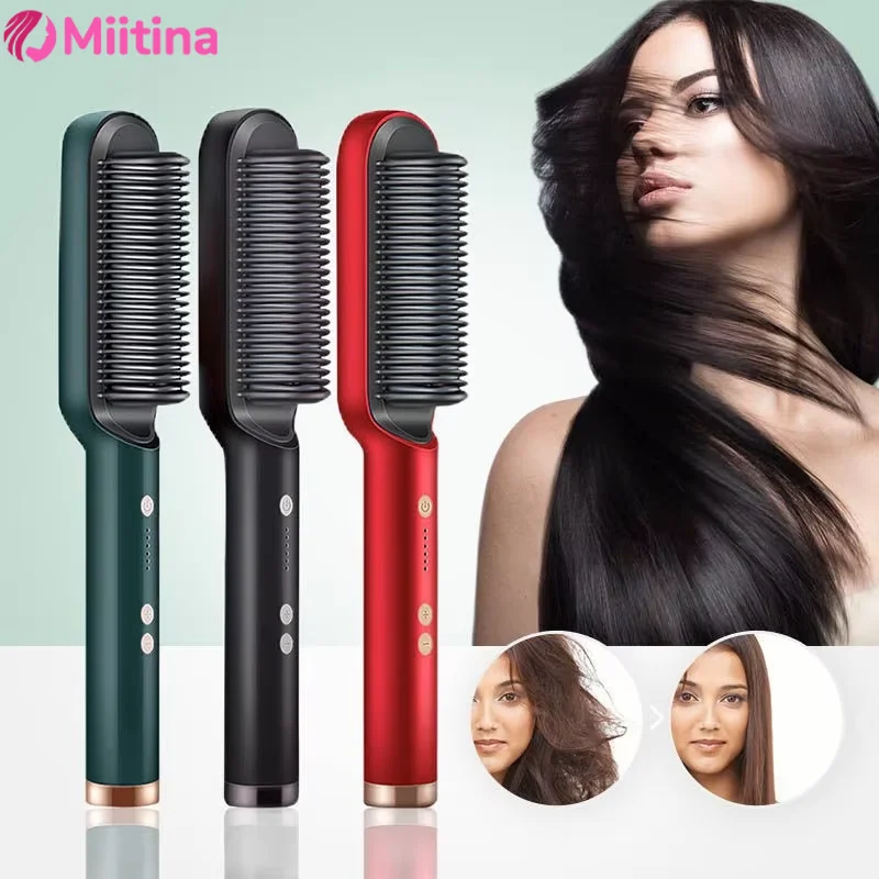 Hair Straightener Electric Hot Comb Negative Ion Anti-Scalding Styling Professional Straightening Brush Comb Smooth hair care