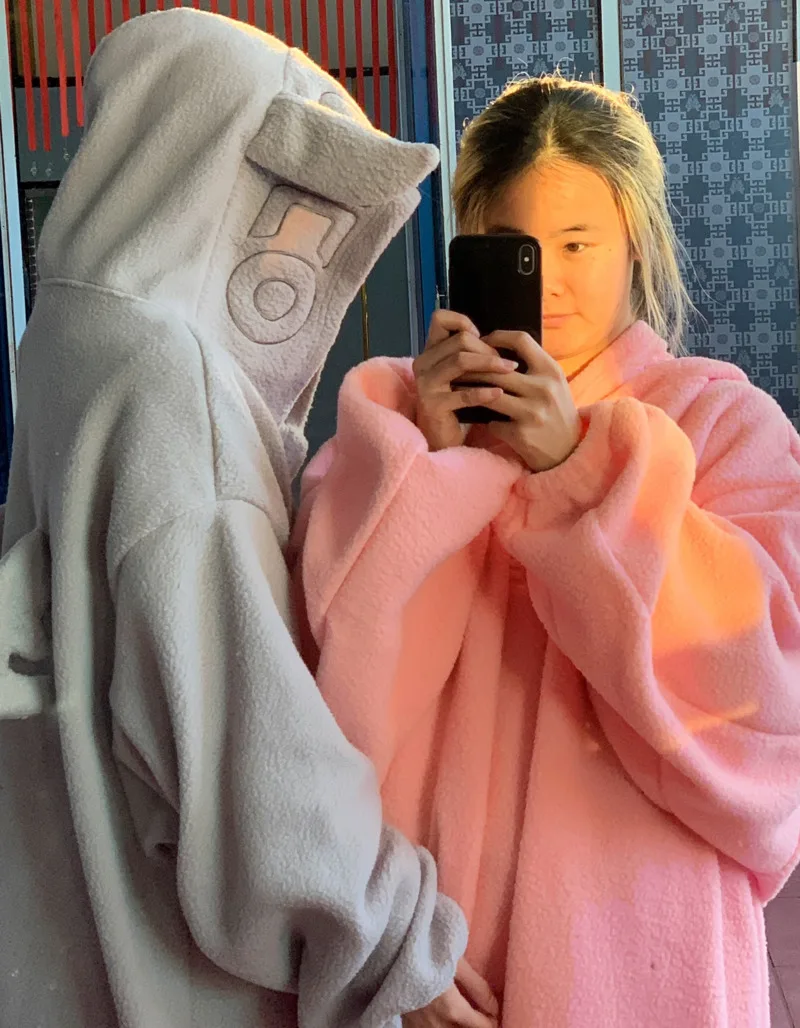 Schattige Duivelse Vleugel Pluche Pyjama Met Capuchon Dames Winter Verdikte Nieuw In Thuis Nachtkleding Lange Robe Kawaii Oversized Pijama Nachthemd