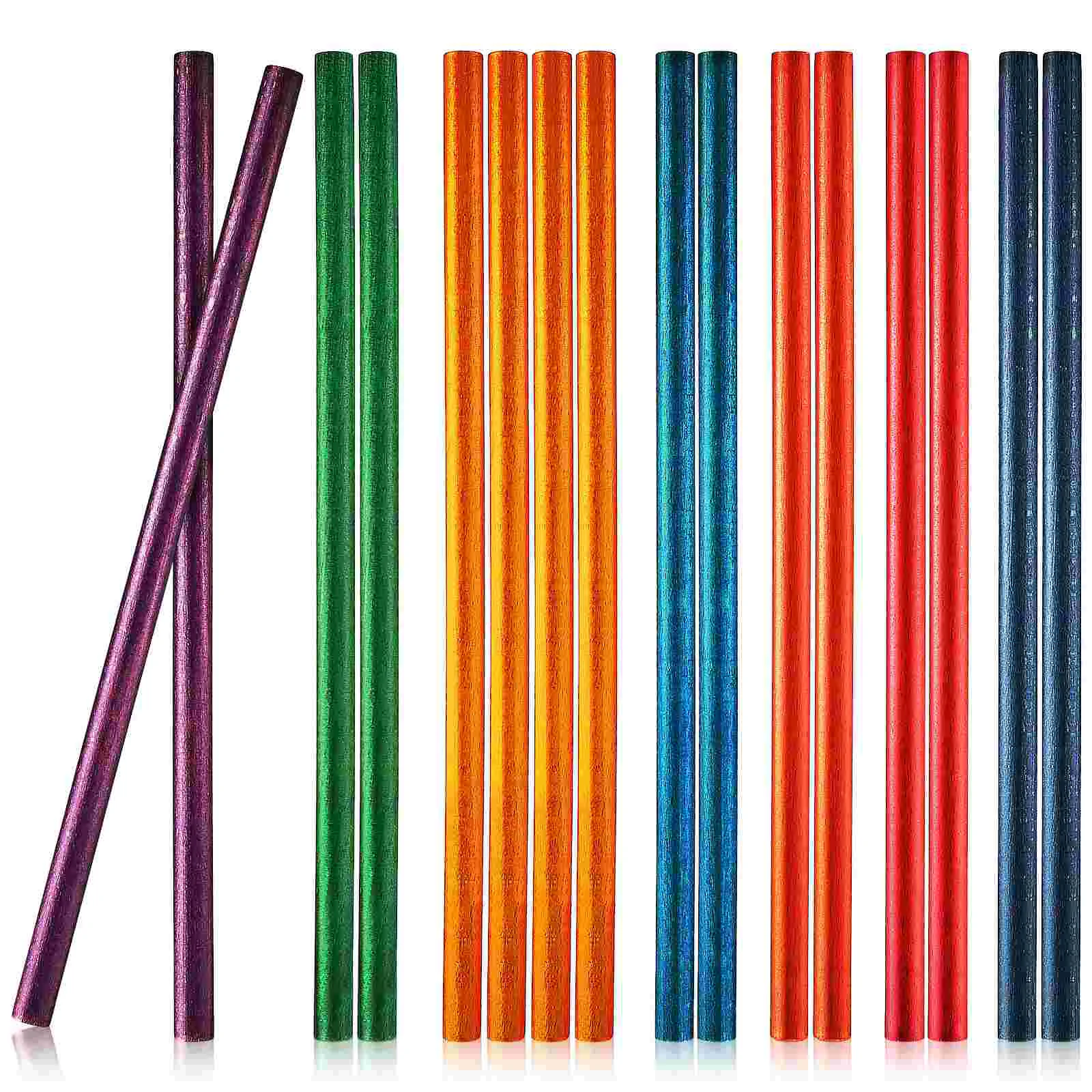 16 Pcs Round Stick Colorful Rhythm Sticks Percussion Instruments for Kids Wood Educational Child