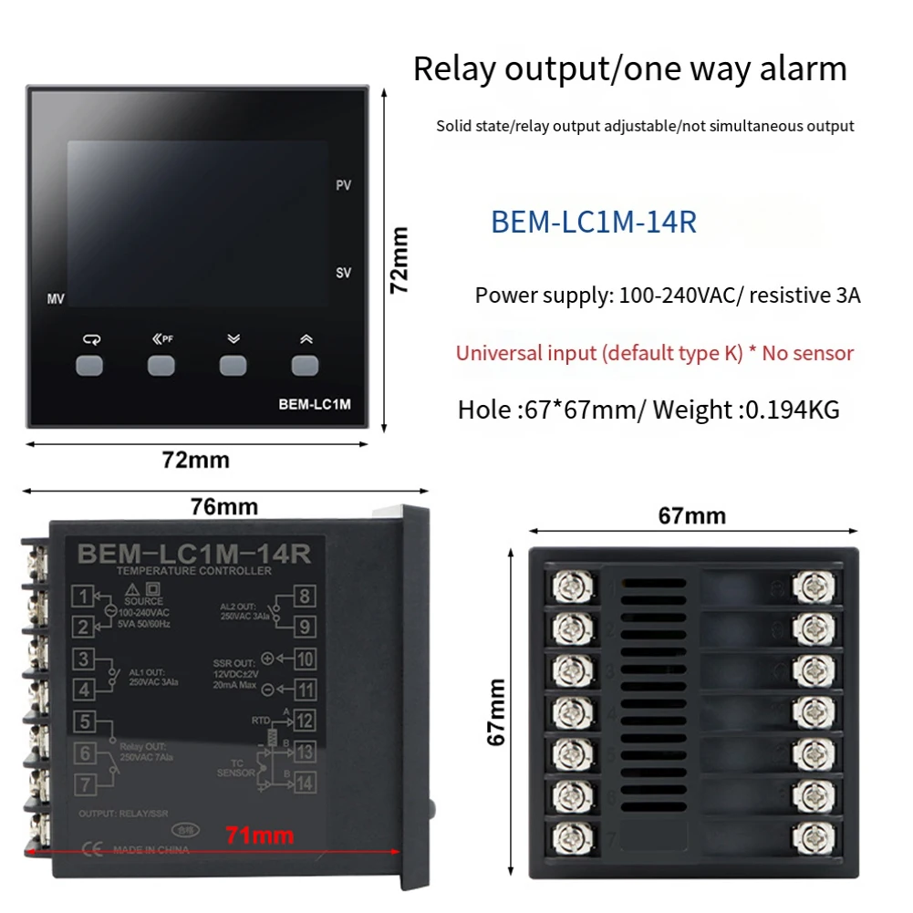 

Fuzzy PID Controller Intelligent Thermostat Industrial Level Test Passed Large Screen Design 0.194KG For Home Heating