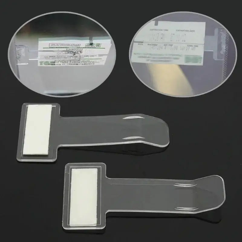 2pcs Transparent Car Vehicle Parking Ticket Receipt Permit Card Holder Clip Sticker Windscreen Plastic Universal Car Accessories