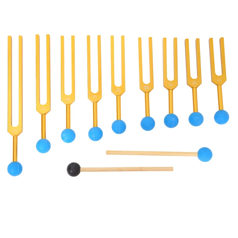 

RTENTE-9Pcs Tuning Forks Sets Massage Ball For Healing Chakra Sound Therapy Keep Body,Mind And Spirit In Perfect Harmony Easy To