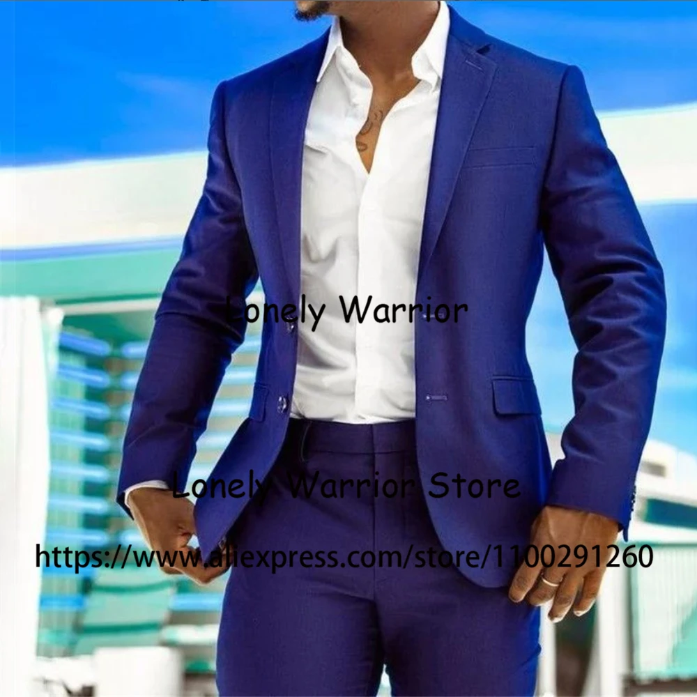 

Navy Blue Daily Mens Suits Slim Fit Business Blazer Notched Lapel Wedding Groom Tuxedo 2 Piece Set Terno Masculino Jacket Pants