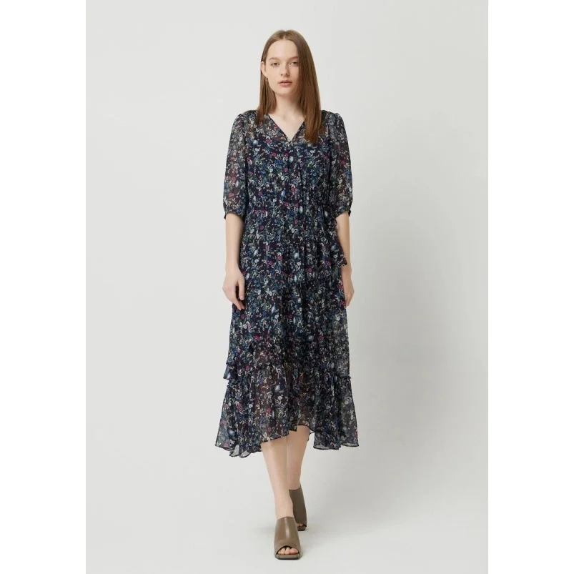 Falda larga de gasa con estampado Floral para ir al trabajo Dr V-ne Dstring coreana Sle cintura suelta ort Sve Summer Dr