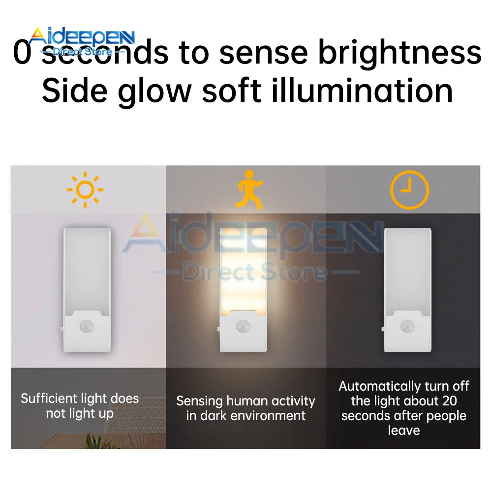 Luz Noturna Sensor do Corpo Humano, 12 Iluminação LED, Tipo-C, Sem Fio, Carga Magnética, Quarto
