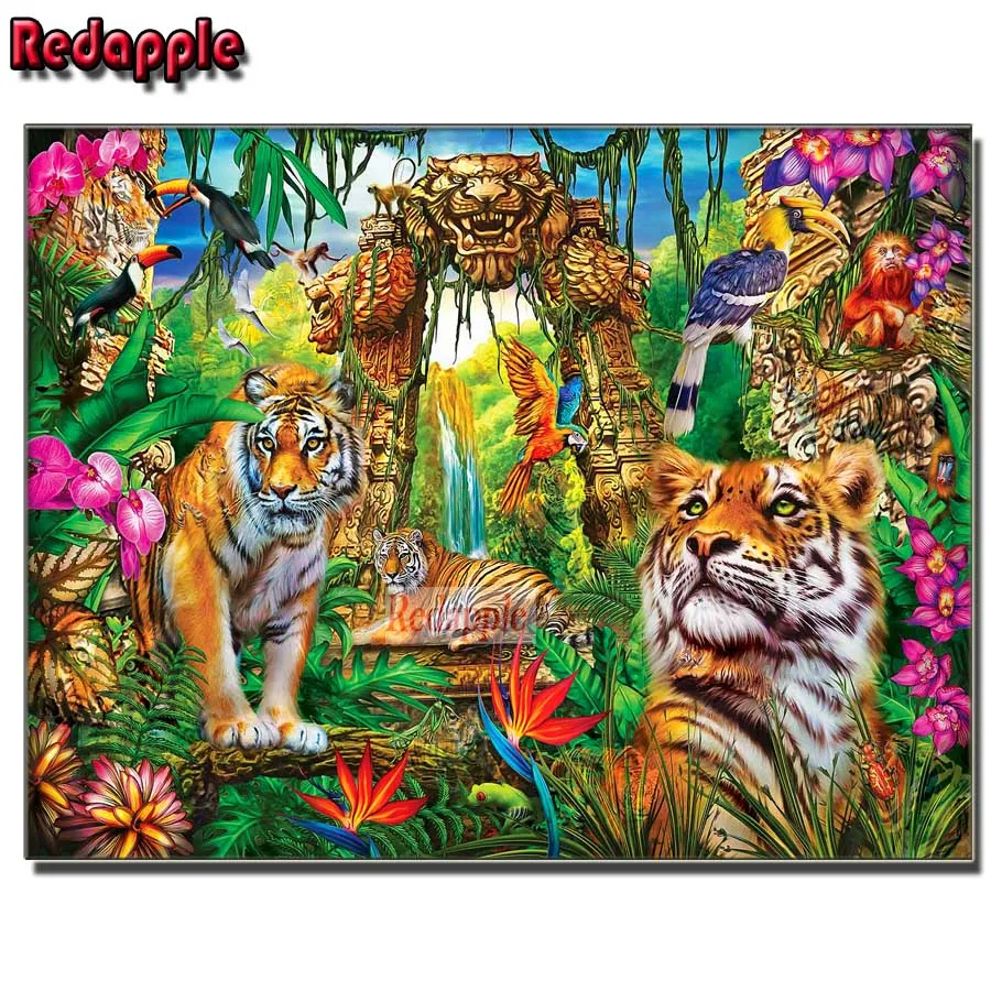 

Алмазная мозаика для декора гостиной, семейное Искусство животных, алмазная живопись, картины с цветами и птицами, настенное искусство
