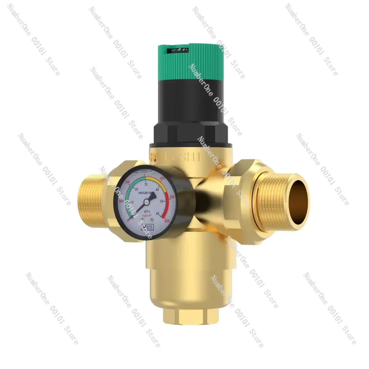 

Large flow pressure reducing valve, brass double joint design