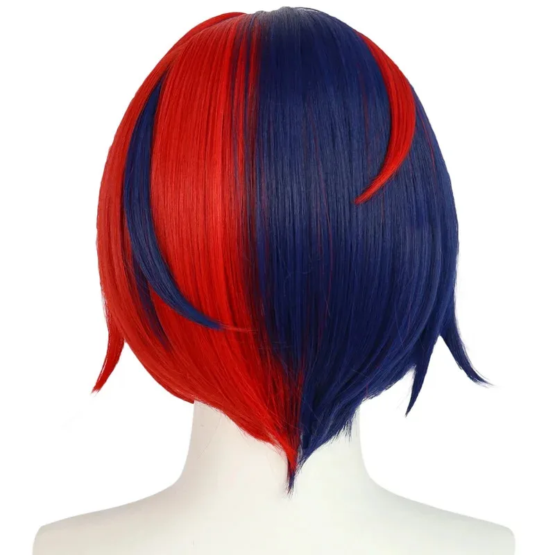 Fire Emblem Engage Alear, парик для косплея, короткие прямые синие и красные мужские парики, термостойкие игровые мужские головные уборы 30 см