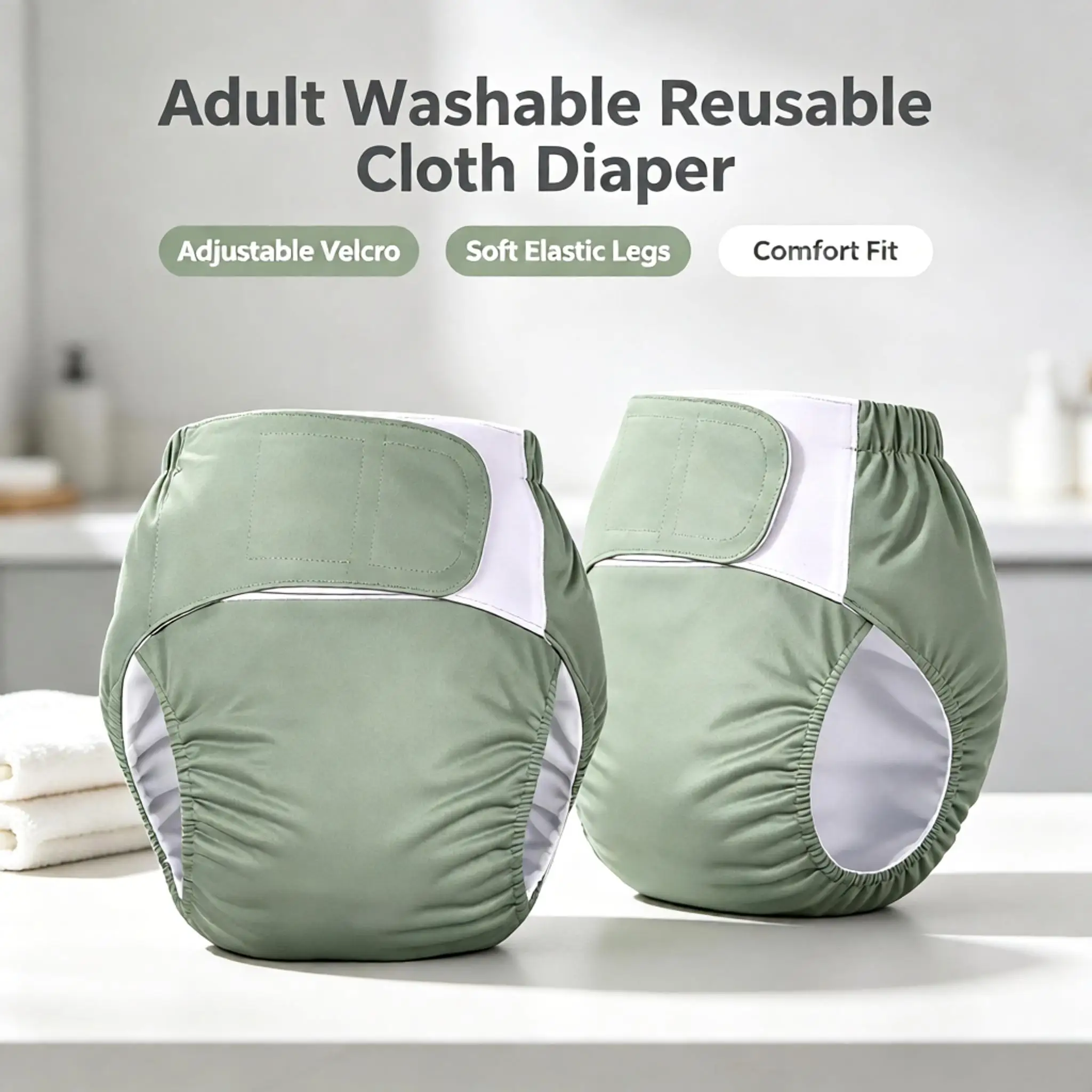 Adjustable Unisex Washable Reusable Adult Diapers Incontinence Leak Proof Washable Cloth Diaper Easy On Off For Elderly Care