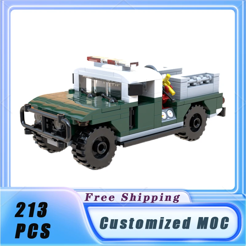 

Классический городской автомобиль MOC Green Creek Fire Hummer, строительные блоки, модель кирпича, демонстрация детских игрушек, подарки