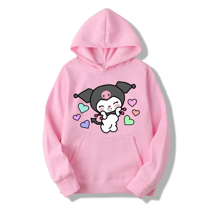 Purple Kuromi Cartoon Anime Women Pullover Tops Spring Autumn Men Oversized Sweatshirt 2024 New Couple Hoodie Clothes