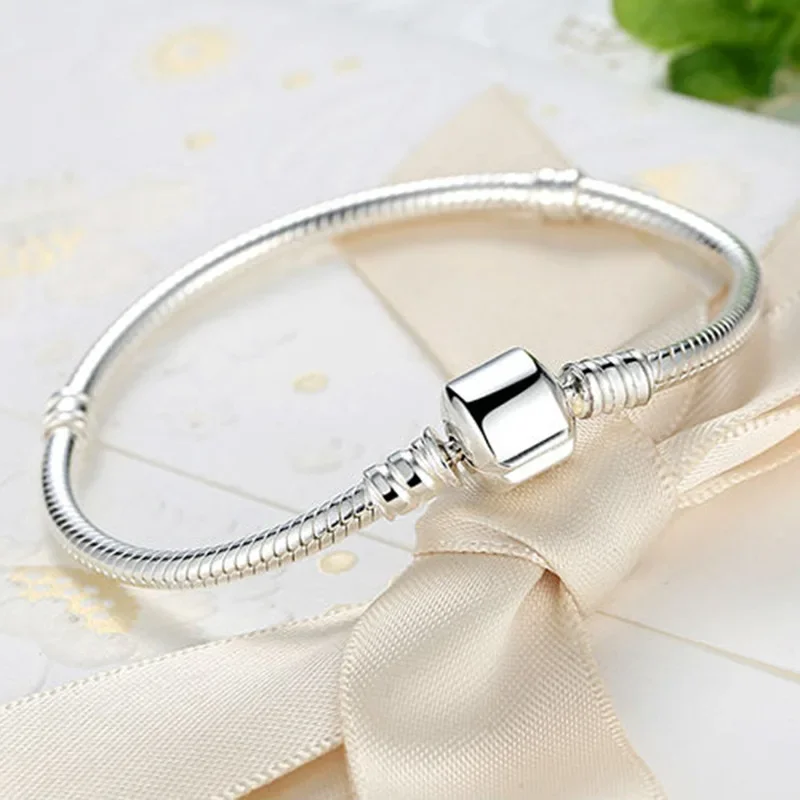 Cadena de serpiente de plata de ley 925 para mujer, pulsera con dijes, regalo de joyería