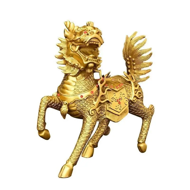 

1pairs Copper Unicorn Ornaments Attract Wealth Feng Shui Living Room Store Office Decoration Crafts