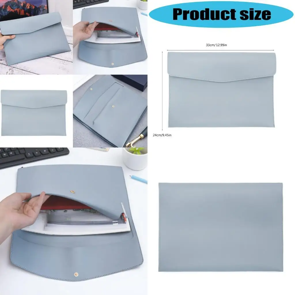 

E8BD PU Leather File Bag File Folders Document Folder File Bag Paper Storage Bag