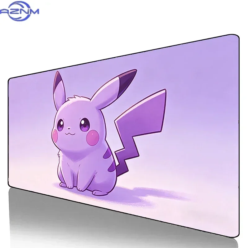 Purple Pikachu Lightning Large Mousepad, Rubber Non Slip Extended Gaming Desk Mat, Anime Cartoon Table Pad for Laptop Office Des