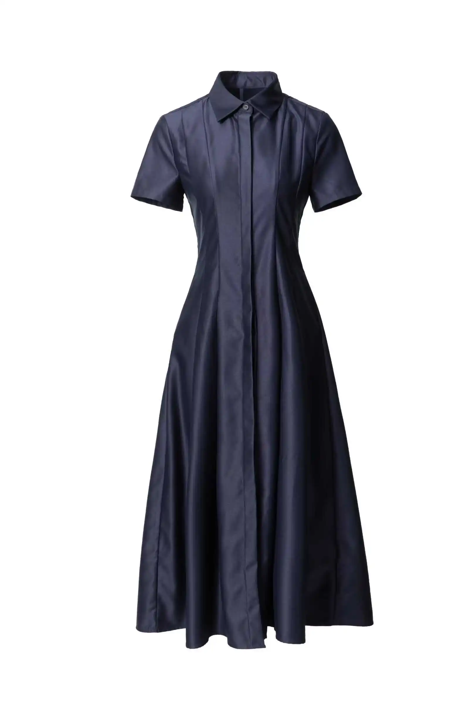 

Early Autumn New Women's Dr D Home k Blue Collar Silk Fabric Full Skirt ort Sve Dr Faionable Ladies' Dr