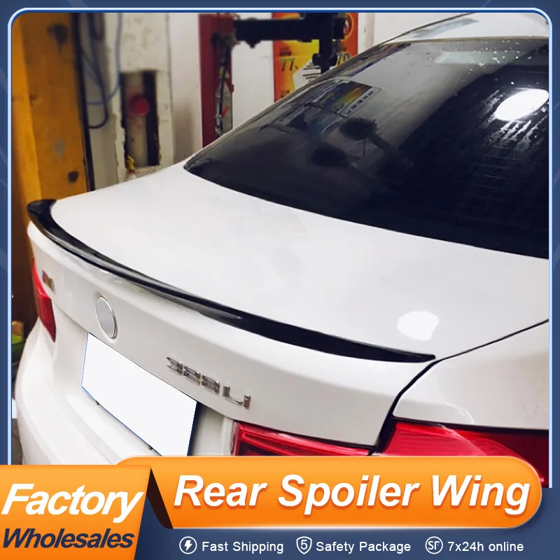 

For BMW 3 Series F30 318i 320i 320d 330d M340d 12-19 P Style Rear Trunk Lid Car Spoiler Wing Black Carbon Color ABS Accessories
