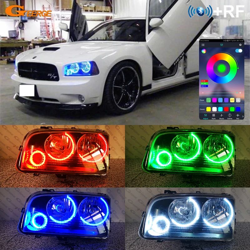 

For Dodge Charger 2006 2007 2008 2009 2010 RF Remote Bluetooth-Compatible App Multi-Color Ultra Bright RGB LED Angel Eyes Light