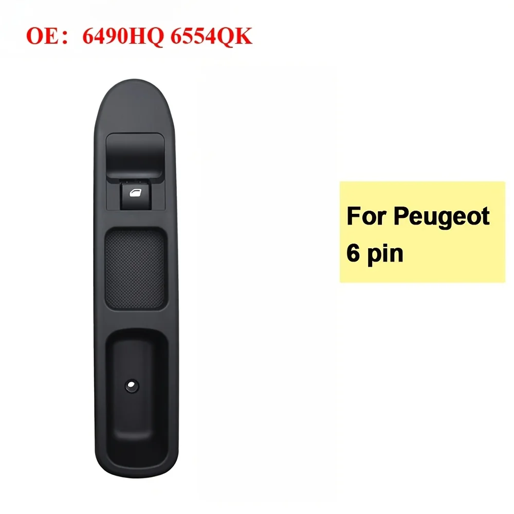 

6490HQ 6554QK Uint Front Passenger Side 6 Pin Electric Window Switch For Peugeot 207 6554.QK
