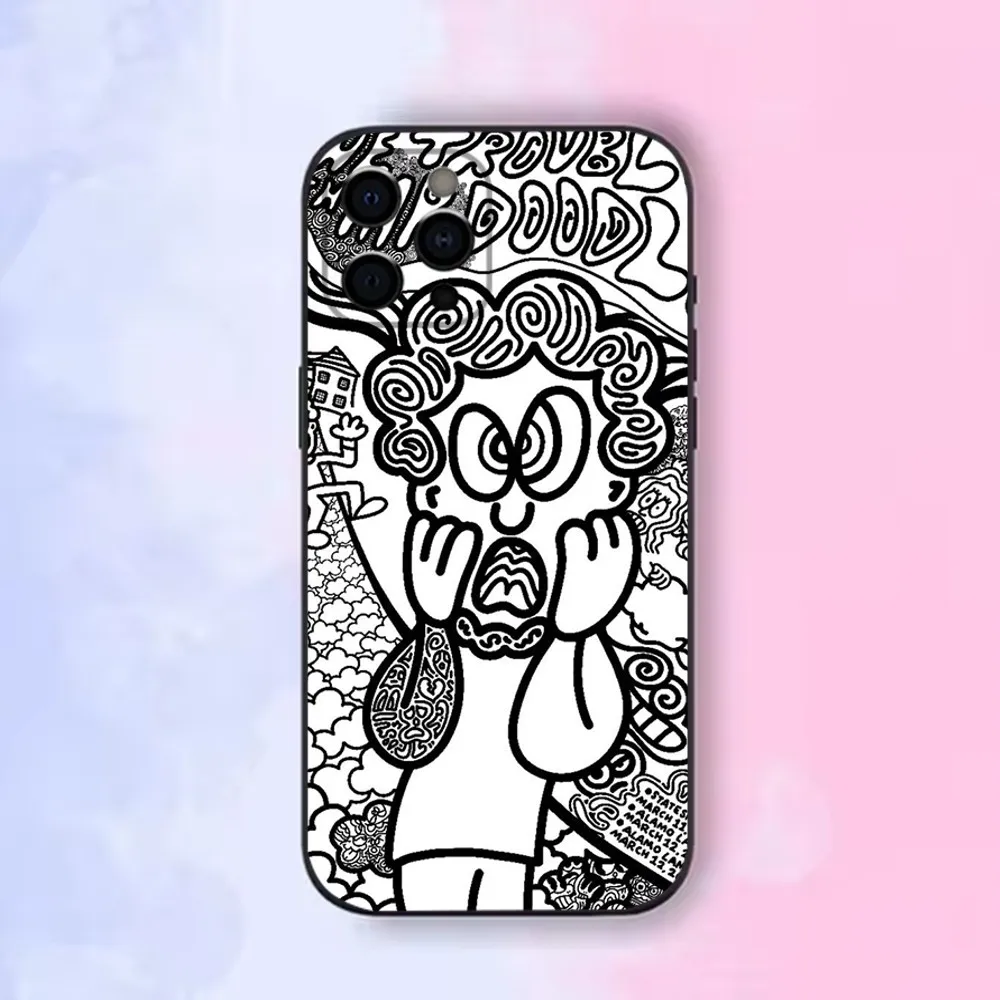Graffiti Art Mr D-Doodle-e Phone Case For Apple iPhone 15,14,13,12,11,Pro,X,XS,Max,XR,Plus,Mini Soft Black Shell image 6