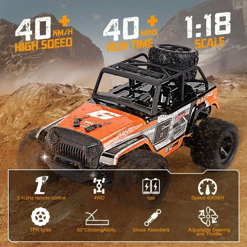 4WD Off-Road RC Car, 9304E 1:18 Scale High-Speed Electric Buggy for All-Terrain Racing and Adventure, 2.4G