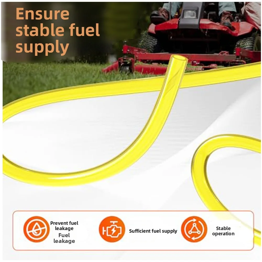 Fuel Line Tubing 10 Feet Length 1/4 Inch Internal Diameter 3/8 Inch External Diameter with 10 Clamps for Lawn Mower Applications