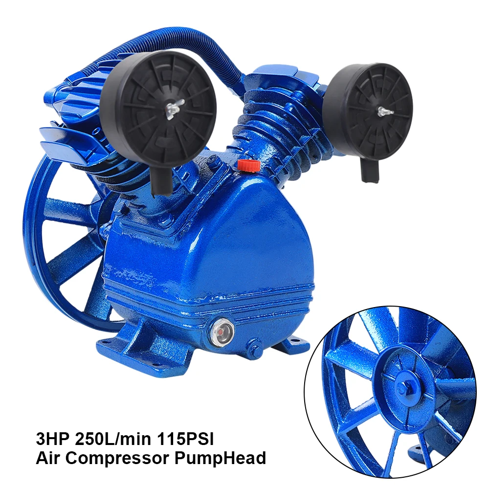 V Air Compressor Pump Head for 3 HP 2 Piston Motor Twin Cylinder Single Stage