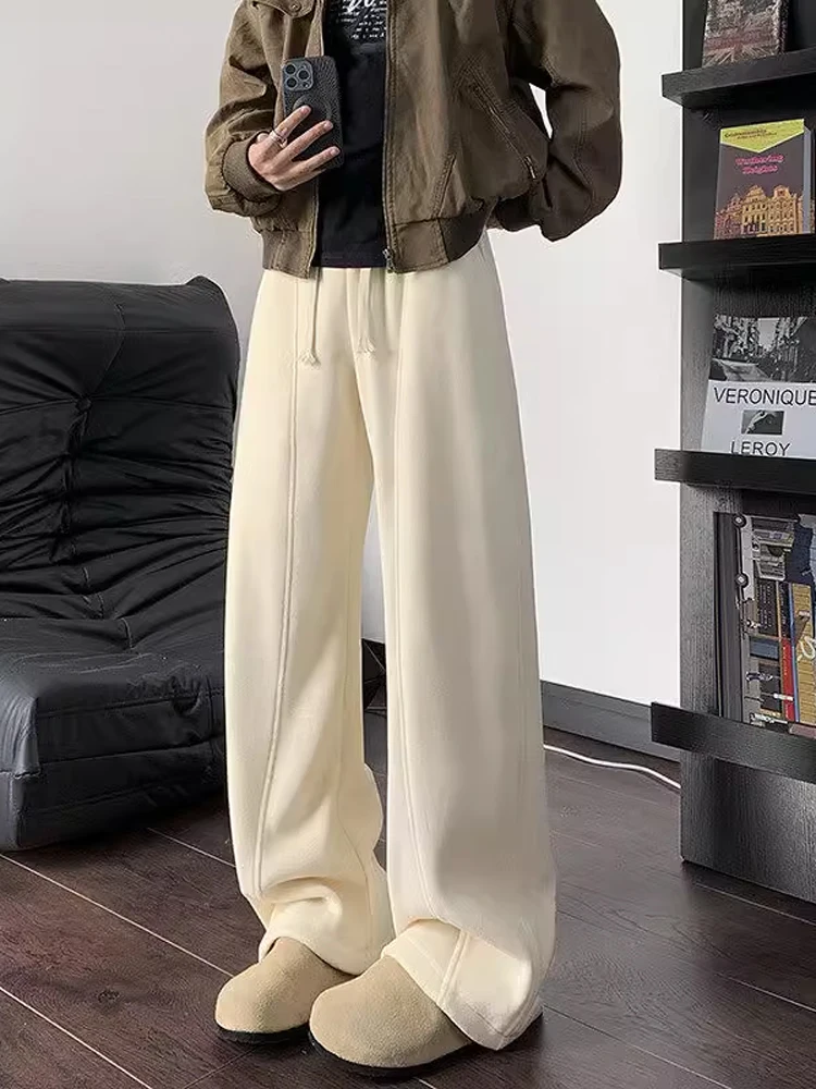 

American Sle Heavyweight Double-Sided Fce Casual Pants Men Winter Trendy Brand Fce Lined Thiened Wide Leg Straight ...