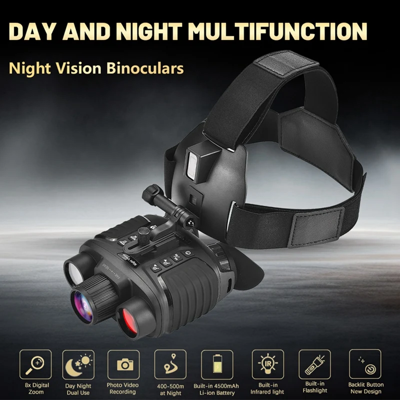 NV8360 Nachtsichtfernglas, 4K Ultra HD-Videokamera, 3-Zoll-Display, multifunktionales, am Kopf montiertes Fernglas für die Jagd