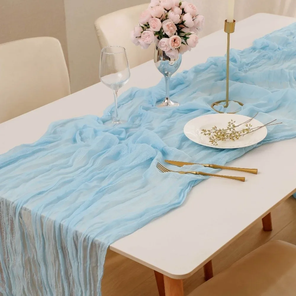 

Gift Semi Sheer Cheesecloth Table Runner Boho Polyester Boho Table Flag 35×70 Inch Gauze Table Cloth Wedding