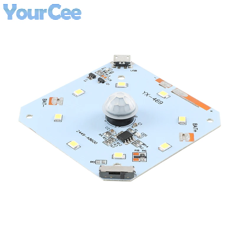 Sensor de movimiento PIR de 5 uds/1 unidad, luz nocturna de inducción infrarroja IR de cuerpo humano, placa LED, recarga de carga, módulo de Control